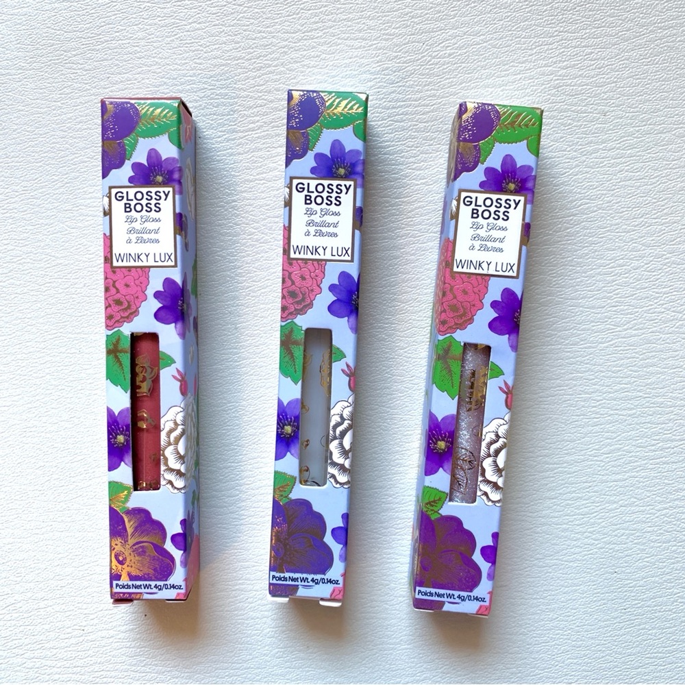 Brand New Winky Lux Glossy Boss 3 Shade Bundle Meow On The Rocks Birthday Cake